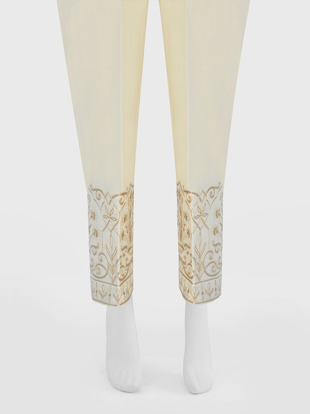 Women Natural Cream Yarn Dyed Trouser - OWESP-1901219-A