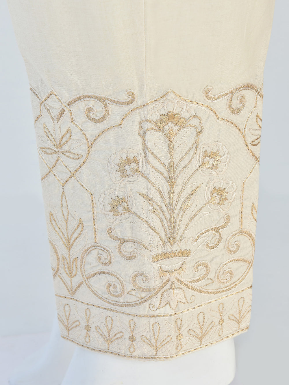 Women Natural Cream Yarn Dyed Trouser - OWESP-1901219-A