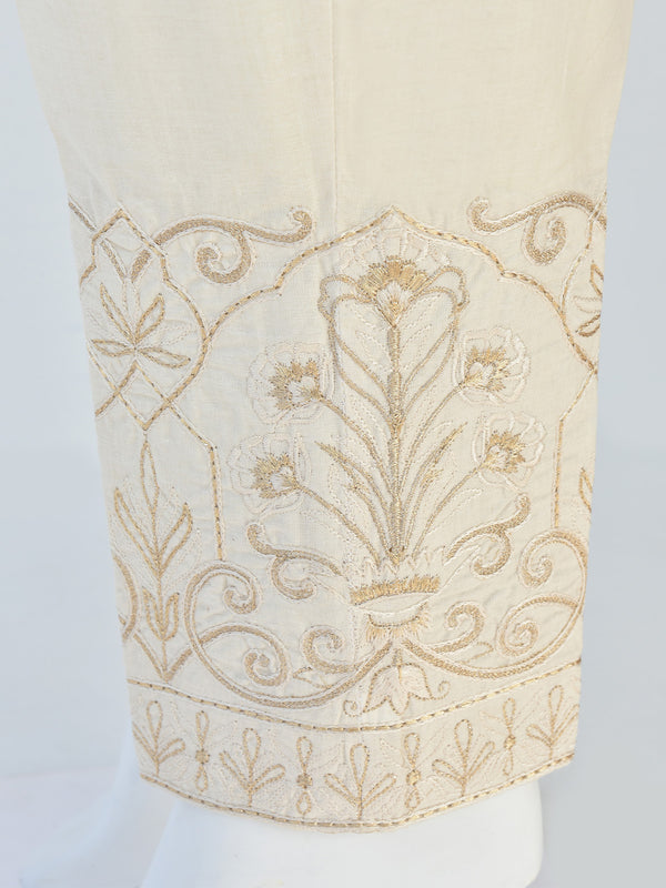 Women Natural Cream Yarn Dyed Trouser - OWESP-1901219-A