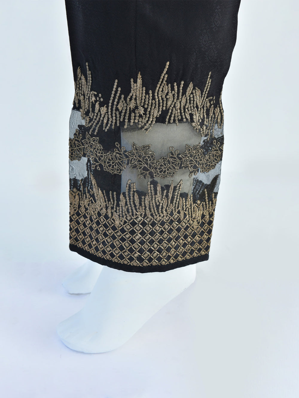 Women Black Jacquard Trouser - OWEJSP-1812003