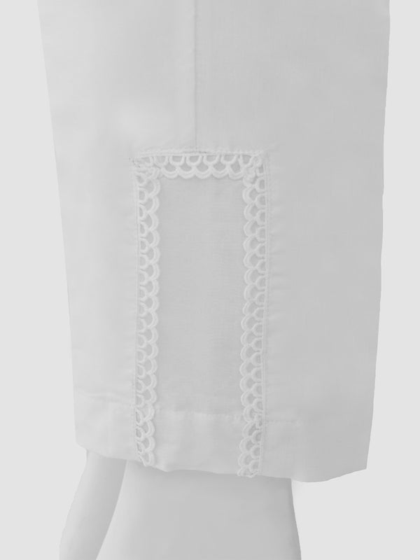 Women White Silk Blend Trouser - OWSP-2208028-1