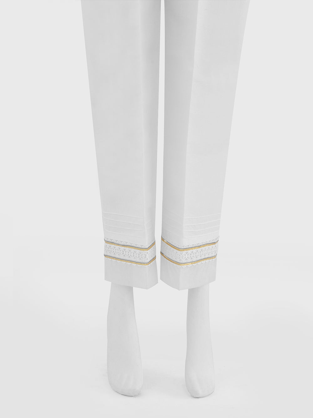 Women White Silk Blend Trouser - OWSP-2208030-1