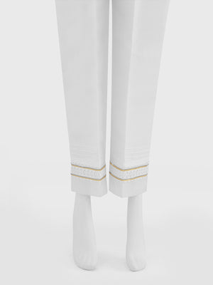 Women White Silk Blend Trouser - OWSP-2208030-1