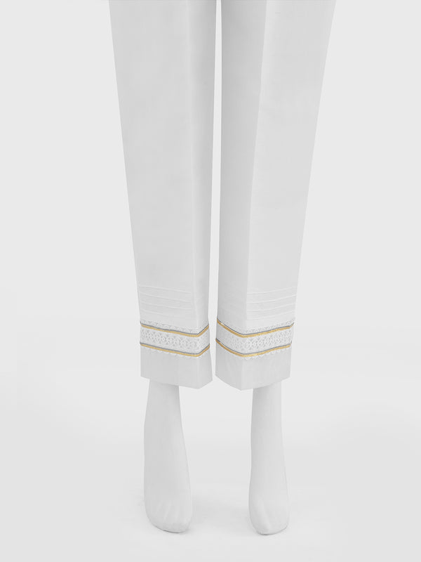 Women White Silk Blend Trouser - OWSP-2208030-1