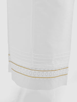 Women White Silk Blend Trouser - OWSP-2208030-1