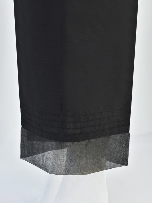 Women Black Silk Blend Trouser - OWSP-2208030