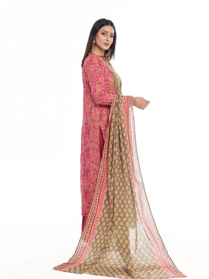 3Pc Embroidered Pret & Unstitched Suit Masoori Lawn Maroon