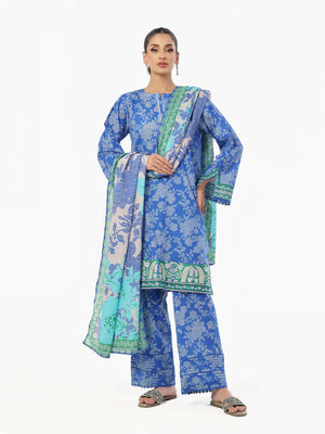 3PC Embroidered Pret & Unstitched Suit Lawn Blue