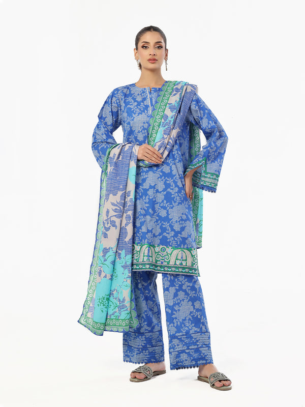 3PC Embroidered Pret & Unstitched Suit Lawn Blue