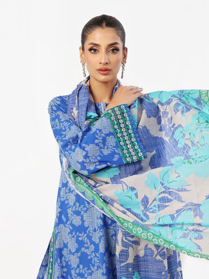 3PC Embroidered Pret & Unstitched Suit Lawn Blue