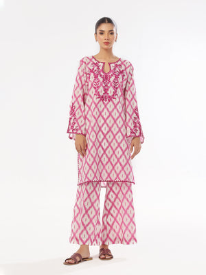 2Pc Embroidered Pret & Unstitched Shirt Trouser Lawn Magenta