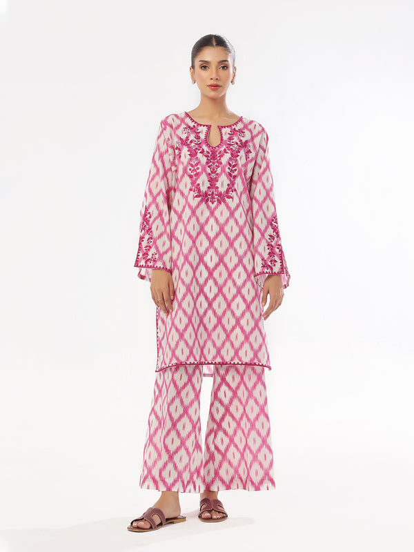 2Pc Embroidered Pret & Unstitched Shirt Trouser Lawn Magenta