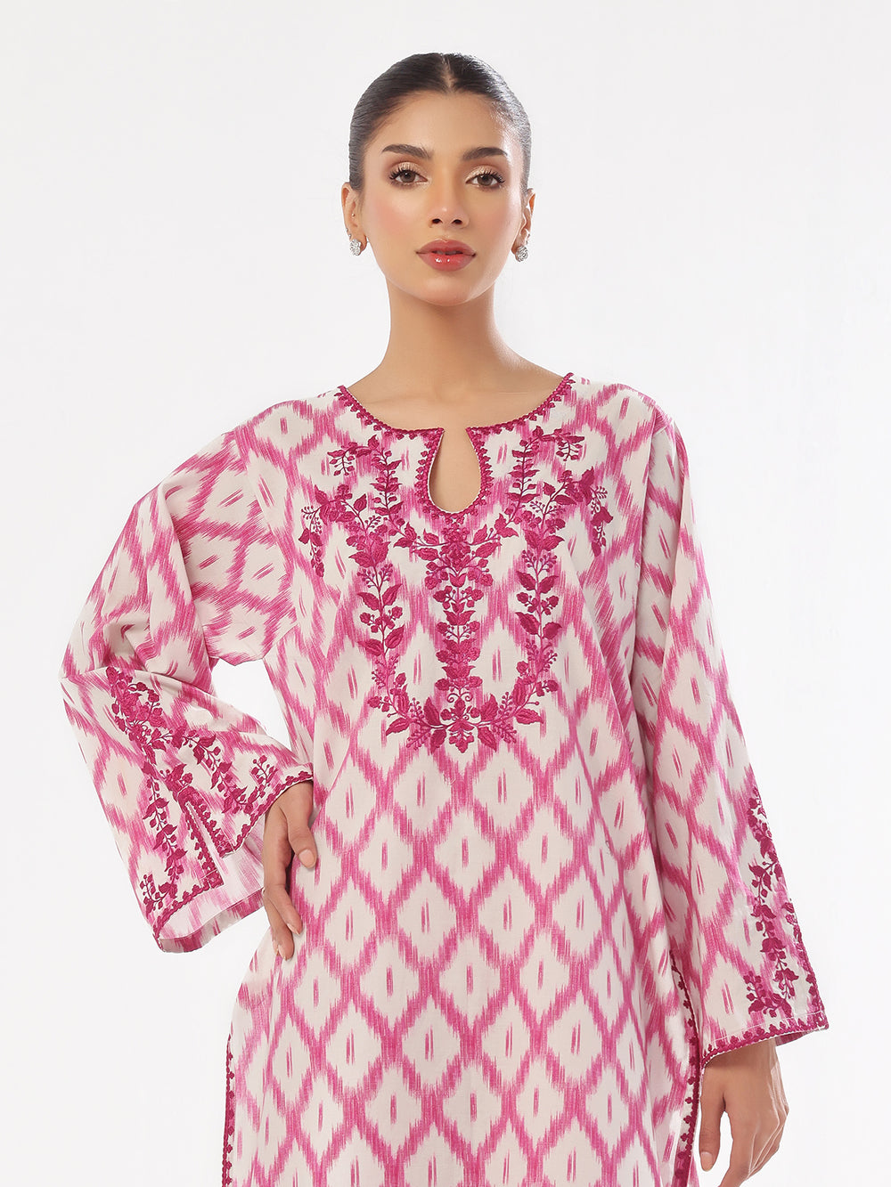 2Pc Embroidered Pret & Unstitched Shirt Trouser Lawn Magenta