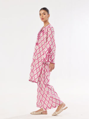 2Pc Embroidered Pret & Unstitched Shirt Trouser Lawn Magenta