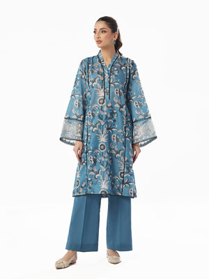 2Pc Embroidered Pret & Unstitched Shirt Trouser Maisoori Lawn Blue