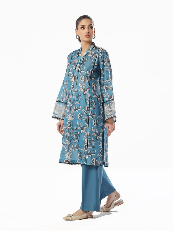 2Pc Embroidered Pret & Unstitched Shirt Trouser Maisoori Lawn Blue