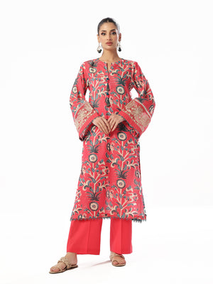 2Pc Embroidered Pret & Unstitched Shirt Trouser Maisoori Lawn Pink & Red
