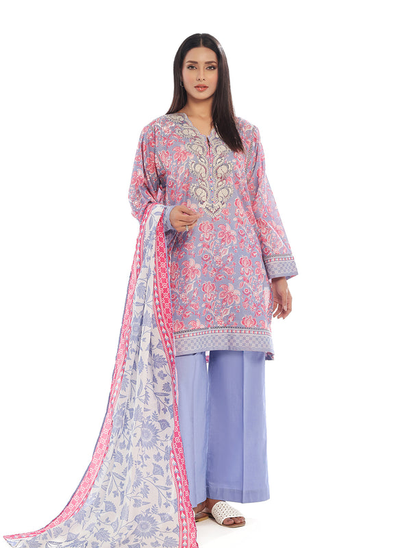 3Pc Embroidered Pret & Unstitched Suit Masoori Lawn Grey