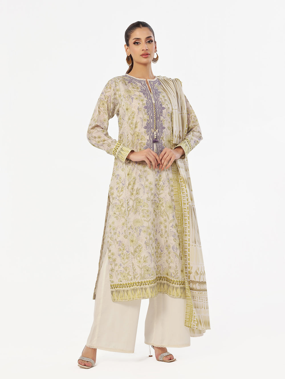 3PCs Embroidered Pret & Unstitched Suit Masoori Lawn Mehndi