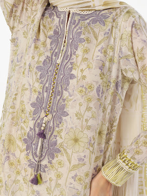 3PCs Embroidered Pret & Unstitched Suit Masoori Lawn Mehndi