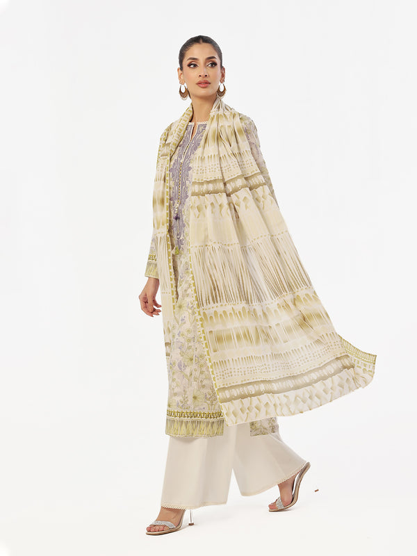 3PCs Embroidered Pret & Unstitched Suit Masoori Lawn Mehndi