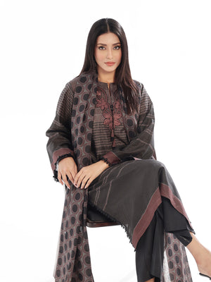 3PCs Embroidered Pret & Unstitched Masoori Lawn Black