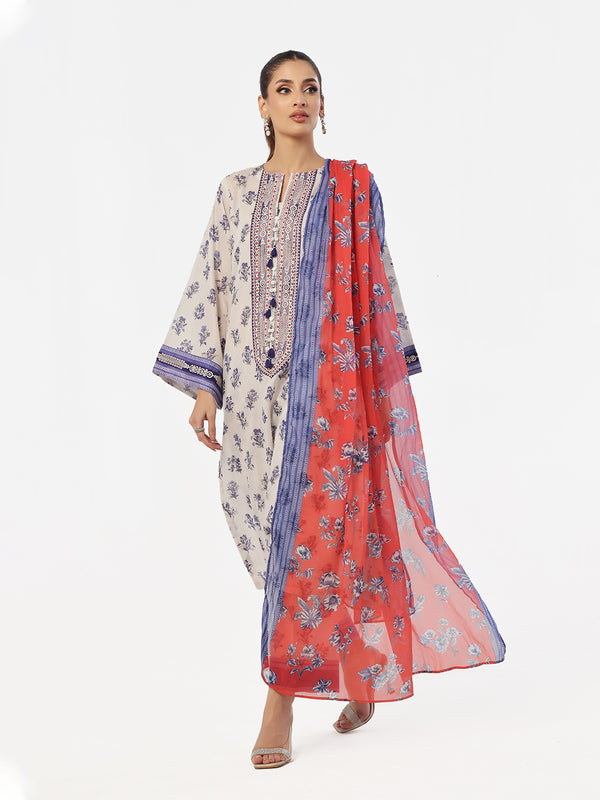 3Pc Embroidered Pret & Unstitched Suit Masoori Lawn Blue