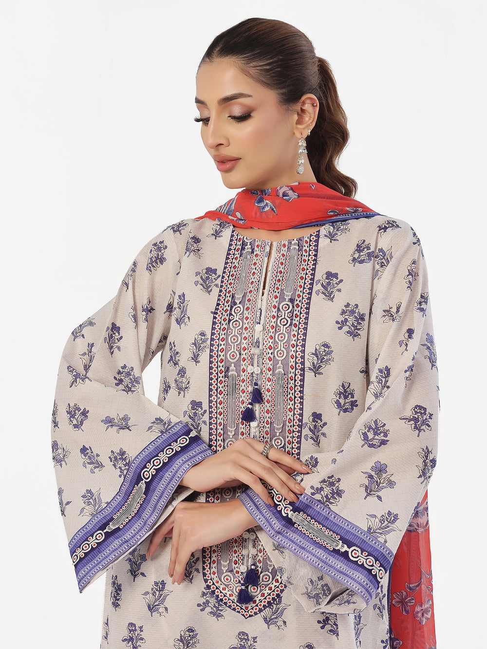 3Pc Embroidered Pret & Unstitched Suit Masoori Lawn Blue