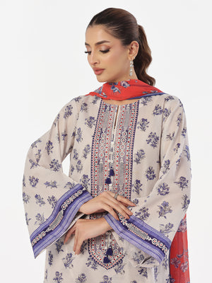 3Pc Embroidered Pret & Unstitched Suit Masoori Lawn Blue