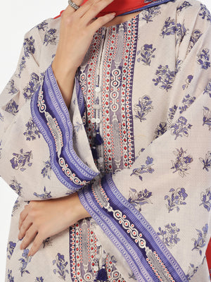 3Pc Embroidered Pret & Unstitched Suit Masoori Lawn Blue