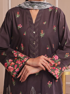3PCs Embroidered Pret & Unstitched Suit Dyed Cambric Black