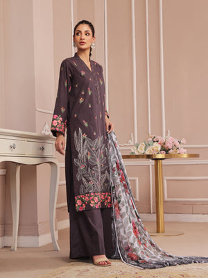 3PCs Embroidered Pret & Unstitched Suit Dyed Cambric Black