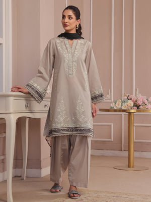 3PCs Embroidered Pret & Unstitched Suit Dyed Cambric Beige