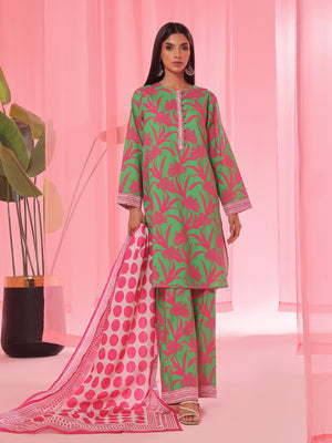 3PCs Printed Pret & Unstitched Suit Lawn Green