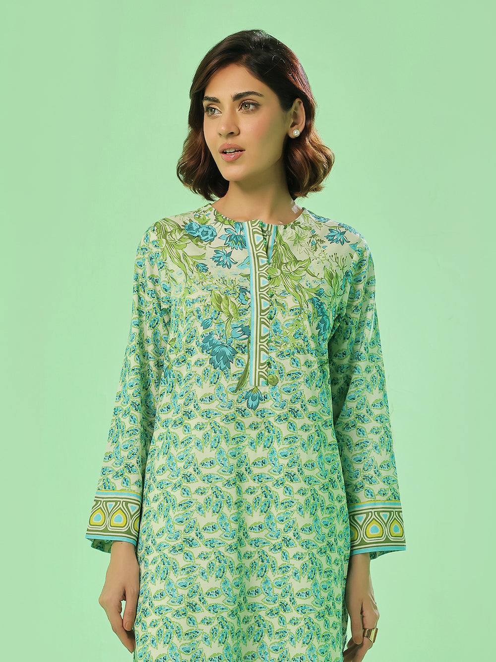 1PC Printed Pret & Unstitched Lawn Green