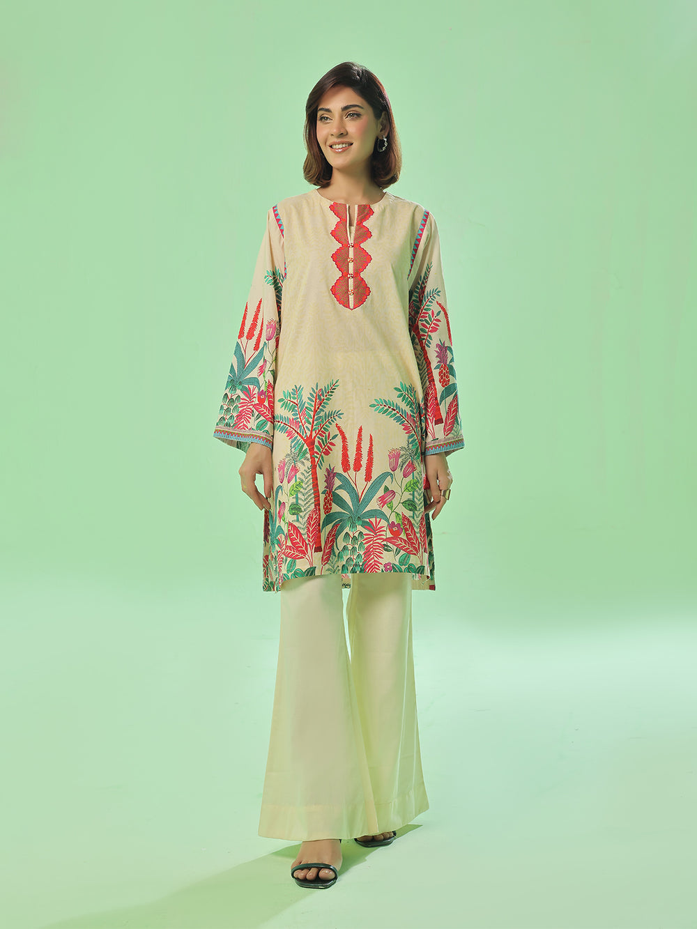 1PC Printed Pret & Unstitched Lawn Beige