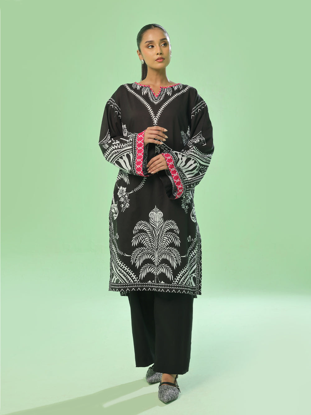 1PC Printed Pret & Unstitched Lawn Black
