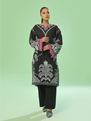 1PC Printed Pret & Unstitched Lawn Black