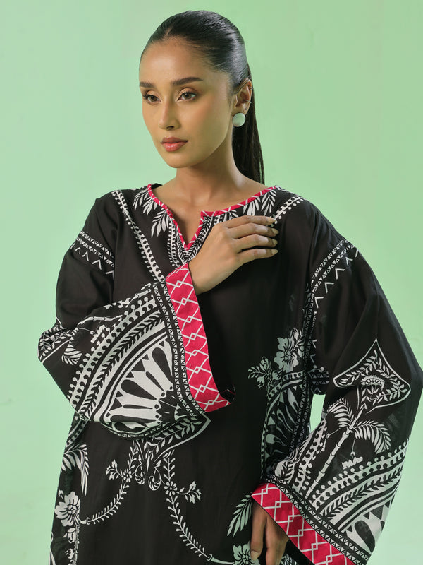 1PC Printed Pret & Unstitched Lawn Black