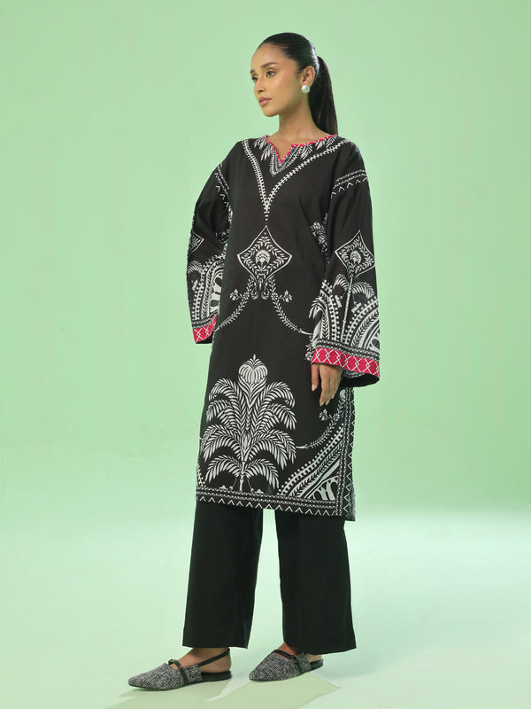 1PC Printed Pret & Unstitched Lawn Black