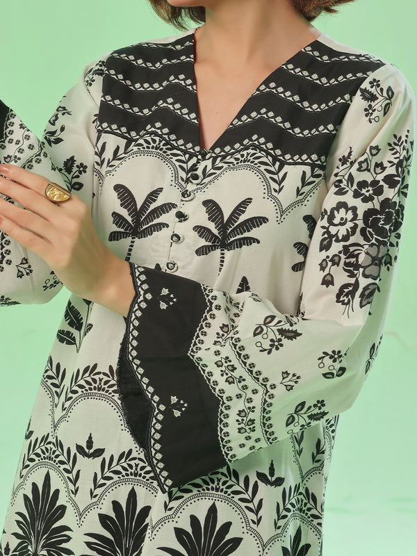 1PC Printed Pret & Unstitched Lawn Black