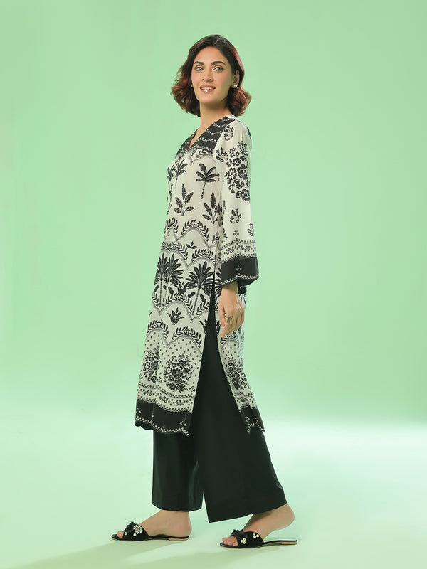 1PC Printed Pret & Unstitched Lawn Black